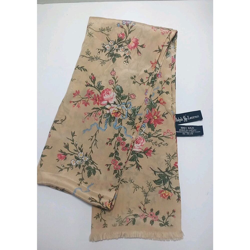 Vintage Ralph Lauren 100% Silk Scarf 32" Square